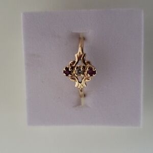 Victorian Diamond Ruby Ring 10k Gold 